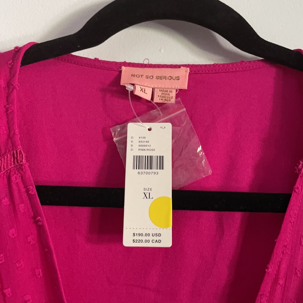 Anthropologie Not So Serious hot pink wrap mini - Picture 6 of 10